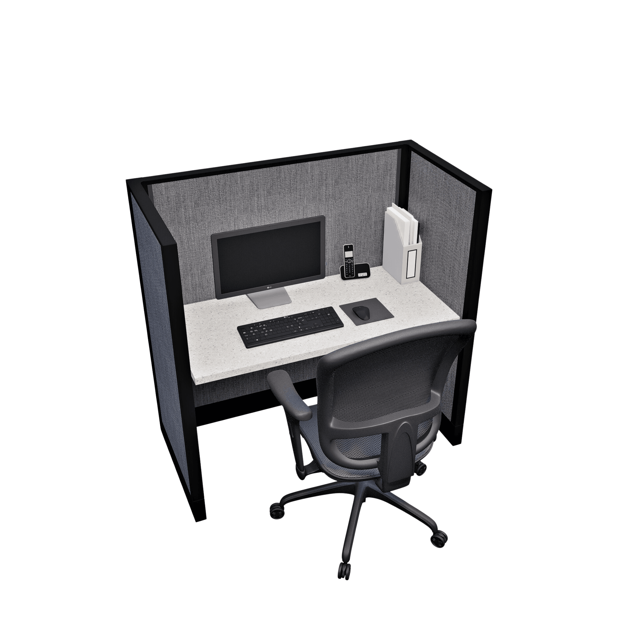 53″ Tall 4’x 2′ Single Call Center Cubicle