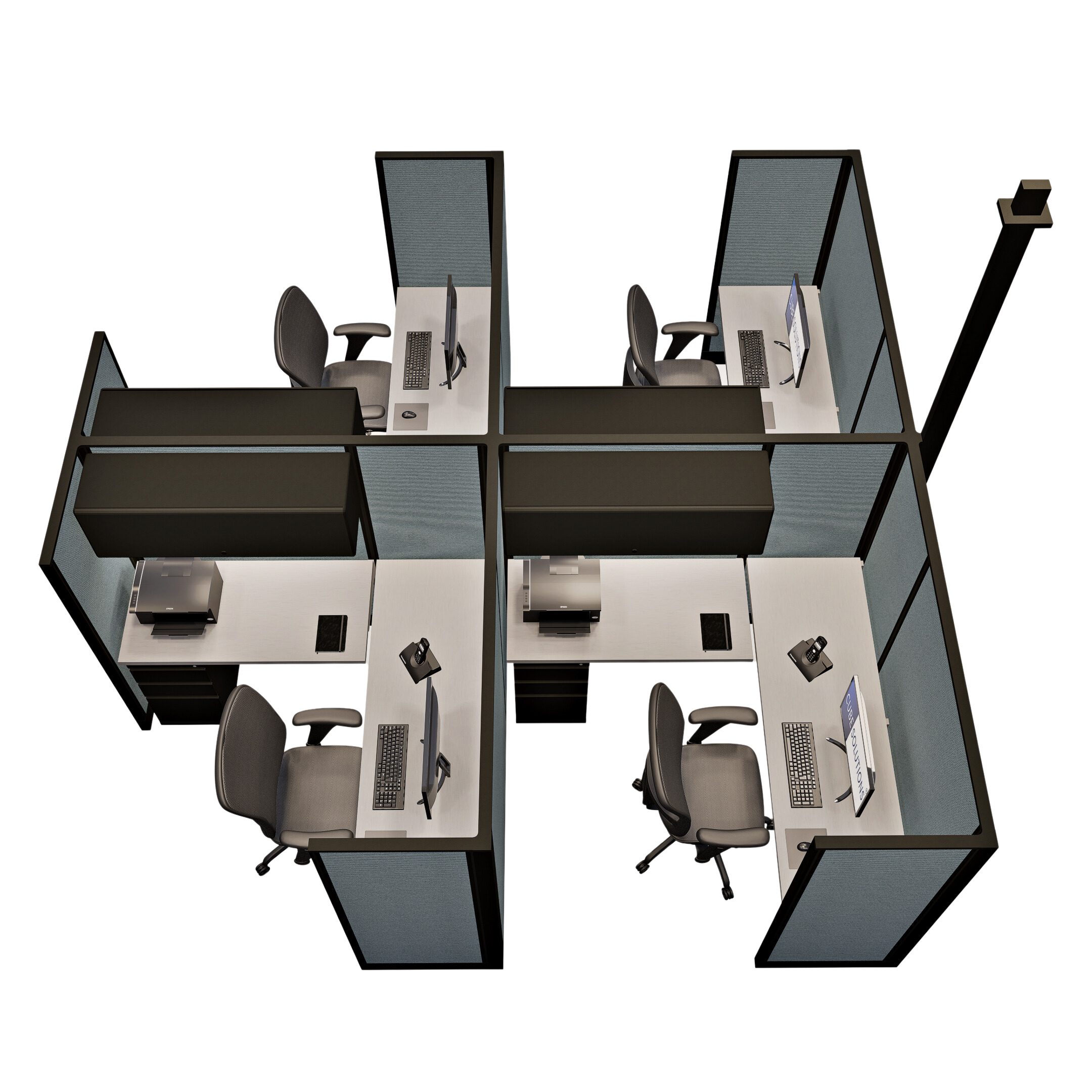 67″ Tall 6’x 6′ Pod Of 4 Office Cubicles